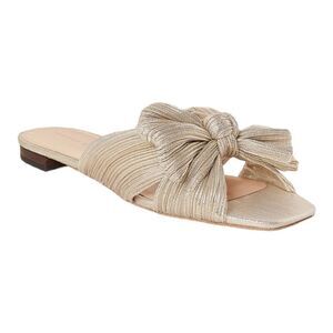 LOEFFLER Randall Daphne Metallic Platinum Mule Sandals Size 6 1/2 worn 2Xs